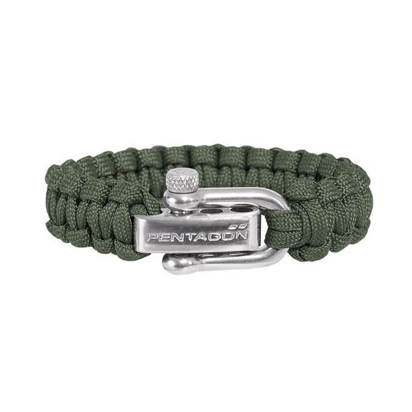 Pentagon náramek pro přežití PENTAGON® Survival 2.0 camo green Náramek pro přežití Pentagon Survival 2.0 je určen pro profesionální nebo i rekreační outdoorové použití. Zároveň poslouží jako trendy módní doplněk.  Vyrobit si primitivní luk. Svázat si z trámů přístřeší. Pověsit si jídlo mimo dosah medvědů. Přežít nečekané