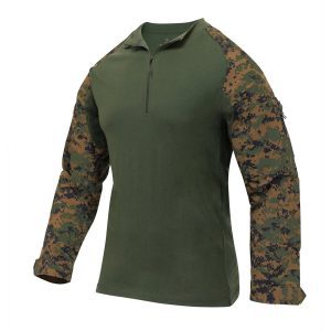 ROTHCO košile taktická se zipem airsoft combat digital woodland XXXL Taktická košile s dlouhým rukávem byla vyrobená se zaměřením na hráče Airsoftu. Výrobce použil dva různé materiály