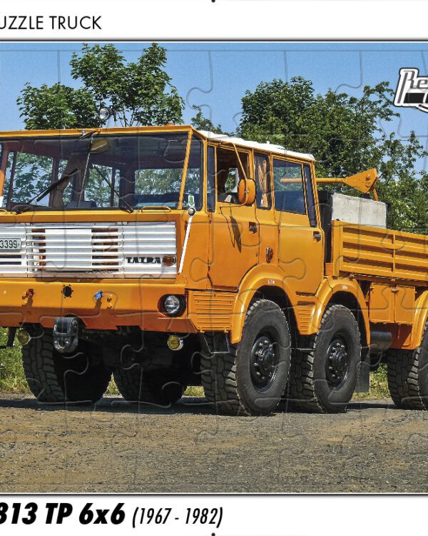 puzzle Truck Tatra 813 TP 6x6-40 dílků PUZZLE TRUCK 06 - TATRA 813 TP 6X6 (1967 - 1982) 40 DÍLKŮ   Rozměry deskového puzzle: 37 cm x 29 cm Materiál: originál puzzle lepenka o síle 2 mm Rozměry balení: 37 cm x 29 cm Rozměry jednotlivých dílků: cca 4 x 5 cm Počet dílků: 40   Nevhodné pro děti do 3 let!!!  Sběratelská série EDICE RETRO-AUTA -TRUCK. Puzzle z této edice jsou nejen ideálním dárkem pro všechny automobilové nadšence