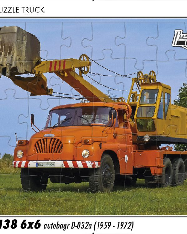 puzzle Truck Tatra 138 6x6 autobagr D-032a-40 dílků PUZZLE TRUCK 11 - TATRA 138 6X6 AUTOBAGR D-032A (1959 - 1972) 40 DÍLKŮ   Rozměry deskového puzzle: 37 cm x 29 cm Materiál: originál puzzle lepenka o síle 2 mm Rozměry balení: 37 cm x 29 cm Rozměry jednotlivých dílků: cca 4 x 5 cm Počet dílků: 40   Nevhodné pro děti do 3 let!!!  Sběratelská série EDICE RETRO-AUTA -TRUCK. Puzzle z této edice jsou nejen ideálním dárkem pro všechny automobilové nadšence