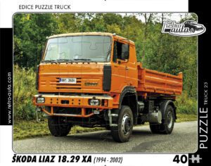 puzzle Truck Liaz 18.29 XA-40 dílků PUZZLE TRUCK 23 - ŠKODA LIAZ 18.29 XA (1994 - 2002) 40 DÍLKŮ   Rozměry deskového puzzle: 37 cm x 29 cm Materiál: originál puzzle lepenka o síle 2 mm Rozměry balení: 37 cm x 29 cm Rozměry jednotlivých dílků: cca 4 x 5 cm Počet dílků: 40   Nevhodné pro děti do 3 let!!!  Sběratelská série EDICE RETRO-AUTA -TRUCK. Puzzle z této edice jsou nejen ideálním dárkem pro všechny automobilové nadšence