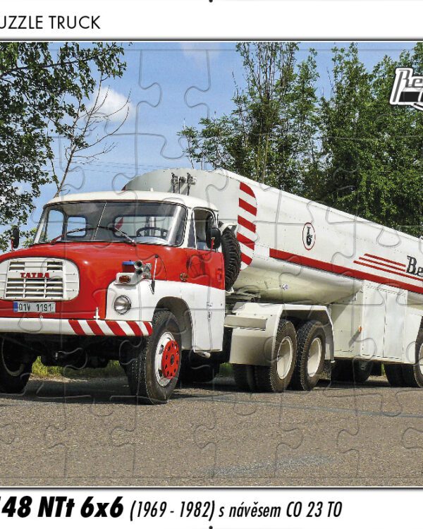 PUZZLE TRUCK 24 - TATRA 147 DC 5 (1957 - 1961) 40 DÍLKŮ PUZZLE TRUCK 20 - TATRA 148 NTT 6X6 (1969 - 1982) S NÁVĚSEM CO 23 TO 40 DÍLKŮ   Rozměry deskového puzzle: 37 cm x 29 cm Materiál: originál puzzle lepenka o síle 2 mm Rozměry balení: 37 cm x 29 cm Rozměry jednotlivých dílků: cca 4 x 5 cm Počet dílků: 40   Nevhodné pro děti do 3 let!!!  Sběratelská série EDICE RETRO-AUTA -TRUCK. Puzzle z této edice jsou nejen ideálním dárkem pro všechny automobilové nadšence