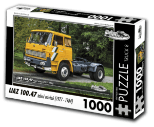 puzzle truck LIAZ 110.471 tahač návěsů-1000 dílků PUZZLE TRUCK 08 - LIAZ 100.47 TAHAČ NÁVĚSŮ (1977 - 1984) 1000 DÍLKŮ   Rozměry složeného puzzle: 660 x 470 mm Materiál: originál puzzle lepenka o síle 1