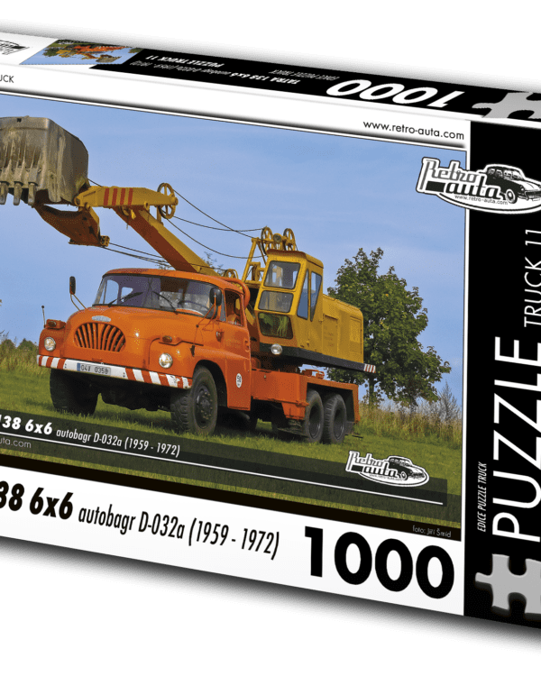 puzzle truck Tatra 138 6x6 autobagr D-032a-1000 dílků PUZZLE TRUCK 11 - TATRA 138 6X6 AUTOBAGR D-032A (1959 - 1972) 1000 DÍLKŮ   Rozměry složeného puzzle: 660 x 470 mm Materiál: originál puzzle lepenka o síle 1