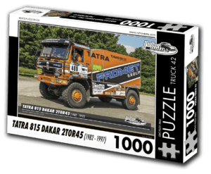 puzzle truck Tatra 815 Dakar 2T0R45 (1982-1997)-1000 dílků PUZZLE TRUCK 42 - TATRA 815 DAKAR 2T0R45 (1982 - 1997) 1000 DÍLKŮ     Rozměry složeného puzzle: 660 x 470 mm Materiál: originál puzzle lepenka o síle 1