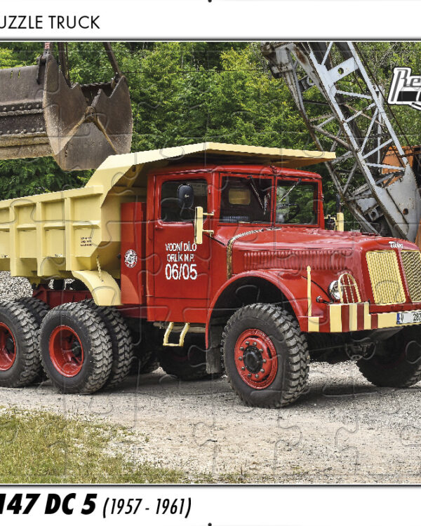 puzzle Truck Tatra 147 DC 5 (1957-1961)-40 dílků Rozměry deskového puzzle: 37 cm x 29 cm Materiál: originál puzzle lepenka o síle 2 mm Rozměry balení:37 cm x 29 cm Rozměry jednotlivých dílků: cca 4 x 5 cm Počet dílků:40 Nevhodné pro děti do 3 let!!!   Sběratelská série EDICE RETRO-AUTA -TRUCK. Puzzle z této edice jsou nejen ideálním dárkem pro všechny automobilové nadšence