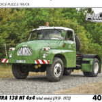 puzzle Truck Tatra 138 NT 4x4 tahač návěsů (1959-1972)-40 dílků Rozměry deskového puzzle: 37 cm x 29 cm Materiál: originál puzzle lepenka o síle 2 mm Rozměry balení:37 cm x 29 cm Rozměry jednotlivých dílků: cca 4 x 5 cm Počet dílků:40 Nevhodné pro děti do 3 let!!!   Sběratelská série EDICE RETRO-AUTA -TRUCK. Puzzle z této edice jsou nejen ideálním dárkem pro všechny automobilové nadšence