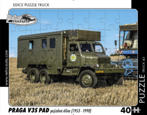 puzzle Truck Praga V3S PAD pojízdná dílna (1953-1990)-40 dílků Rozměry deskového puzzle: 37 cm x 29 cm Materiál: originál puzzle lepenka o síle 2 mm Rozměry balení:37 cm x 29 cm Rozměry jednotlivých dílků: cca 4 x 5 cm Počet dílků:40 Nevhodné pro děti do 3 let!!!   Sběratelská série EDICE RETRO-AUTA -TRUCK. Puzzle z této edice jsou nejen ideálním dárkem pro všechny automobilové nadšence