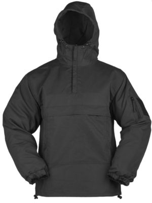 Mil-Tec bunda Combat Anorak letní černá S Bunda Combat Anorak letní.   velká přední kapsa se zapínáním na zip dvě boční kapsy na ruce se zapínáním na zip stahovací šňůra v pase pružné manžety rukávů materiál: 100 % polyester